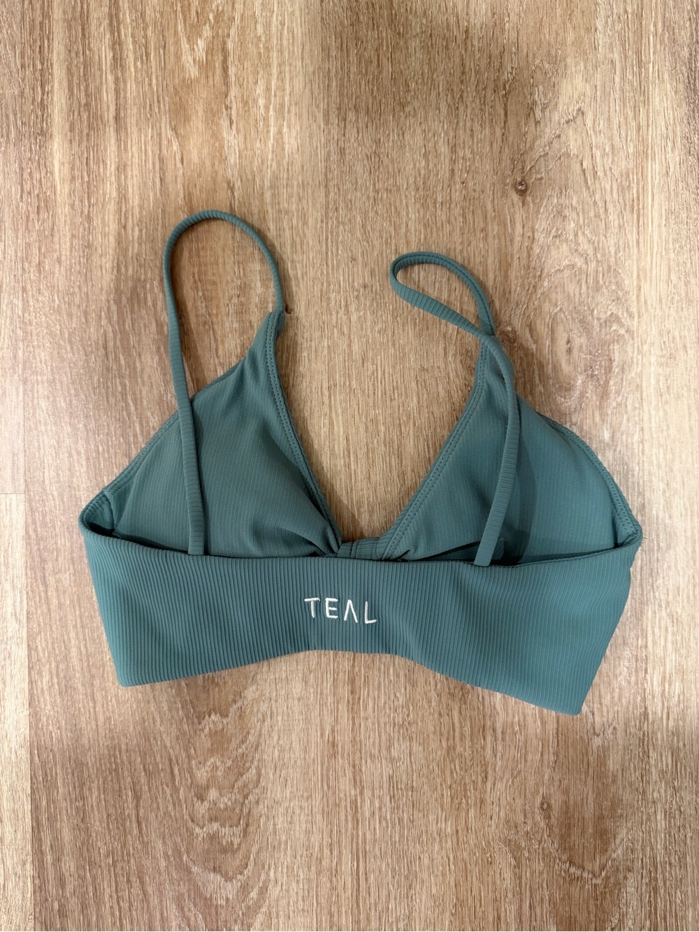 TEAL Ribbed Triangle Bralette in Teal